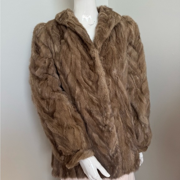 Vintage Taupe Mink Fur Coat 1960s Soft Brown Luxury Mid-Century Glamour S/M - Picture 2 of 13